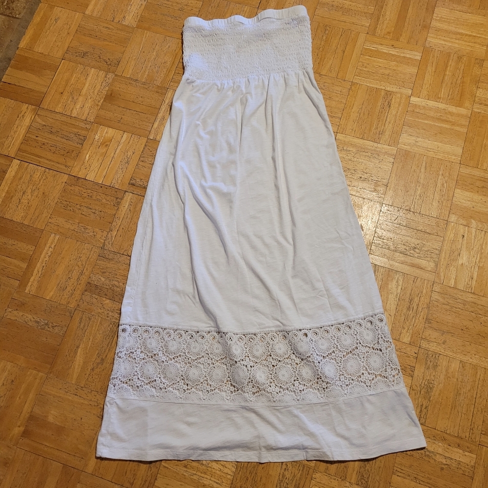 Kim Gravel belle Beach Strapless White Dress sz xs